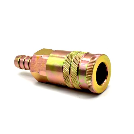 Interstate Pneumatics 3/8 Inch Industrial Yellow Steel Coupler with 1/2 Inch Barb CH683